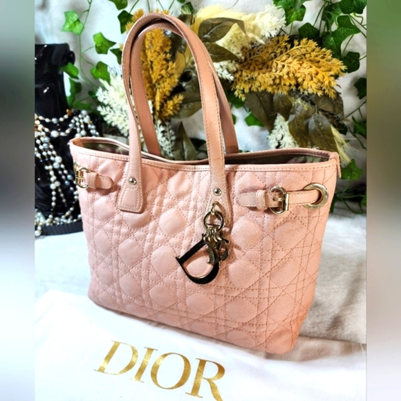 Authentic Christian Dior Panarea Cannage Quilted Coated Canvas Tote w/ Dust Bag - Picture 8 of 16